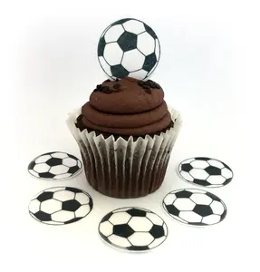 Soccer Ball Wafer Paper Toppers 1.5 Inch for Decorating Desserts Pack of 24