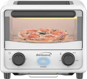 BRENTWOOD TS-3430W 500-Watt Stainless Steel Mini Toaster Oven, 3 liters, White