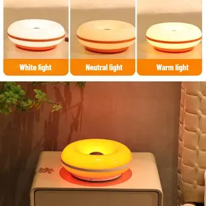 USB Rechargeable Donut Ambient Lamp - Round Night Lamps, Touch Dimmable, Warm Non-Glare Lighting, Durable Craft & Minimalist Design, Perfect for Bedroom/Bedside Small Space Decor