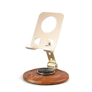 360° Rotating Metal Wood-Grain Foldable Stand