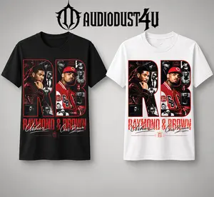 AudioDust4U 2026 Raymond & Brown Tour V4 Men's Short-Sleeve T-Shirt - Duo Concert Merch, Urban Hip Hop Soul Streetwear, Gift for Breezy Fans