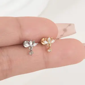 Oufer 16G Flower Dangle Internally Threaded Helix Stud Earrings with Elegant Design and Secure Fit for Everyday Wear