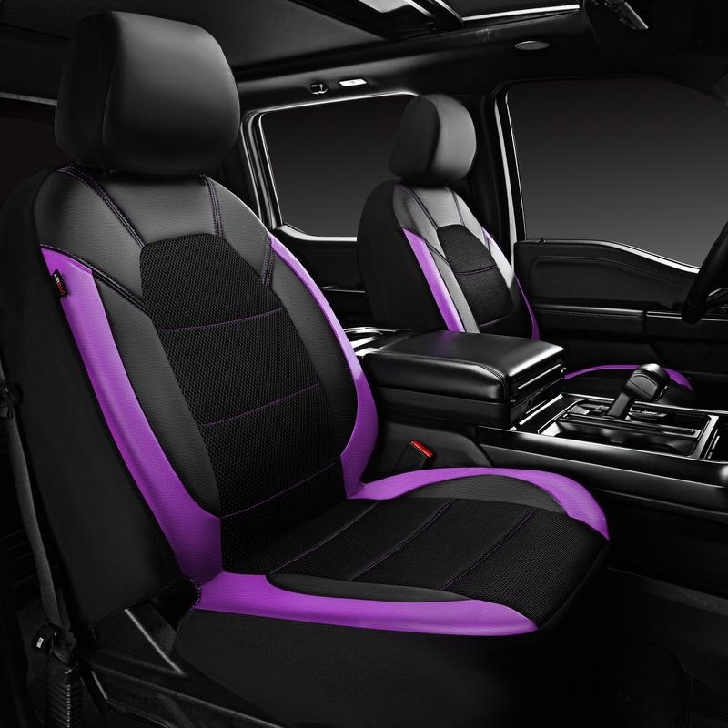 CAR PASS 5 seats NEW Leather and 3D Air Mesh Universal Fit Car Seat Covers, for Sedans,Trucks,Suvs,Airbag Compatible,Zipper Design