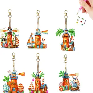 6Pcs DIY Special Shape Diamond Art Painting Keychain Kit Double-Sided Diamond Keychains Crystal Rhinestone Diamond Mosaic Key Chain Unique Handmade Gift