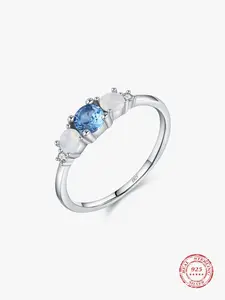 925 Sterling Silver Artificial Crystal Decorated Ring, Fashion Jewelry for Party, Daily Clothing Decor, Trendy All-match & Exquisite Jewelry for Birthday Gift