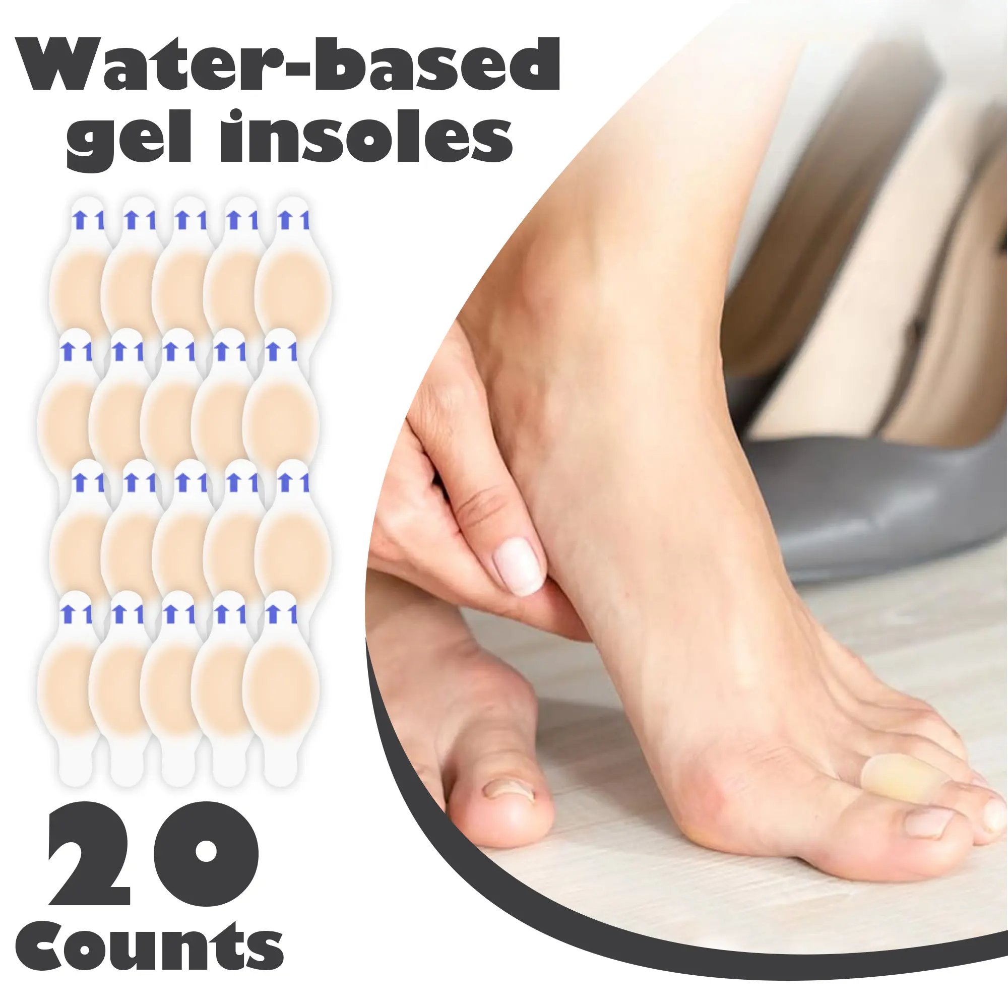 20 Counts Hydrocolloid Blister Bandages, Water-Resistant Gel Pads for Feet - Latex-Free Adhesion During Activities Daily