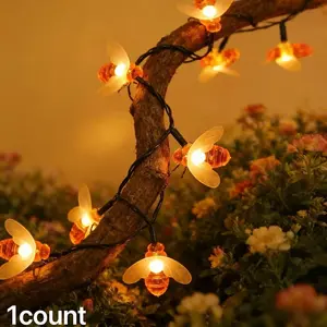 Solar Bee String Lights, Outdoor Floral Solar Lamp, Fairy Tale Lanterns for Birthday Parties, Pathways, Gardens, Mother's Day, Halloween, Christmas