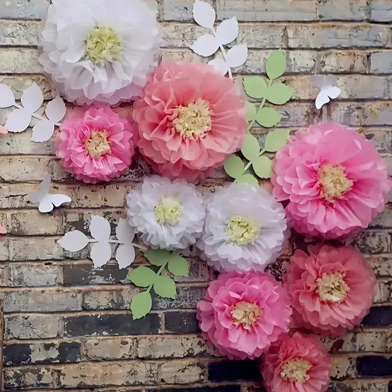 Set of 21 Colorful Paper Flowers, Floral Decoration, Flower Design Decorations for Weddings Birthdays Anniversaries Christmas Party Supplies Photo Props, Decorative Fake Flowers, Artificial Flower Arrangement, Artificial Floral Arrangements