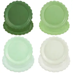 Mindow Scalloped Paper Plates, Boho Gold Foil Scalloped Edge Cake Disposable Paper Plates