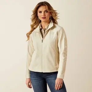 Ariat Womens  Ariat Logo Softshell Jacket - Oyster Grey|Dune