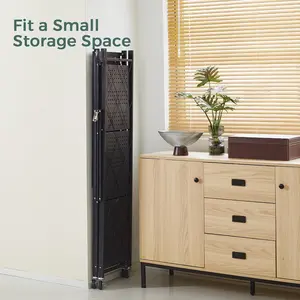 4 Tier Foldable Storage Shelves with Wheels, Large Capacity Shelving Unit, Freestanding Metal Wire Shelf Rack, No Assembly Organizer Rack for Garage Kitchen, Basement, Pantry(Black)