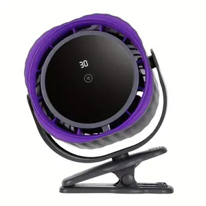 Portable Clip-on Fan, 360° Rotatable Fan with Digital Display, USB Rechargeable Fan for Home Office Bed, Travel, Camping
