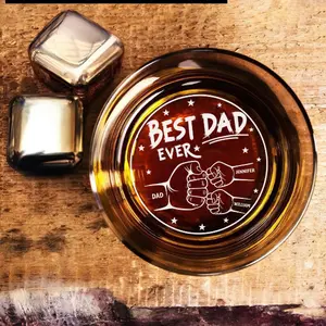Best Dad Grandpa Ever Fist Bump  Personalized Whiskey Glass, Funny Gift for Him, Gift for Her, Laser Engraved Whiskey Glass Gift for Couples, Birthday Gift, Anniversary Gift, Mother’s Day Gift, Father’s Day Gift