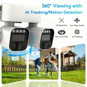 Solar 4G LTE Security Camera (No Wi-Fi Needed), Dual-Lens 360° PTZ, 2K Color Night Vision, AI Motion Tracking, Spotlight Siren, Two-Way Audio, Built-in SIM