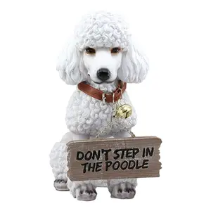 Ebros Realistic White French Poodle Dog Fifi Welcome Greeter Statue With Jingle Collar