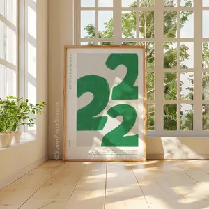 Angel number print, 222 angel number, angel number poster, minimal neutral wall decor, print at home wall art, spiritual positivity prints