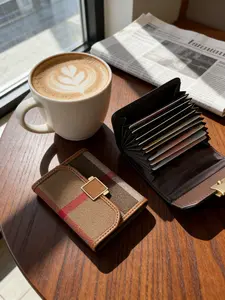 Plaid Mini Wallet for Women, Multi-Card Slots & Metal Buckle Design, Lightweight Casual Daily Card Holder, Perfect for Everyday Use
