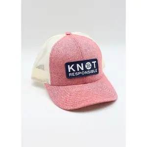 Low Pro Trucker Hat Stacked Logo- Heather Red