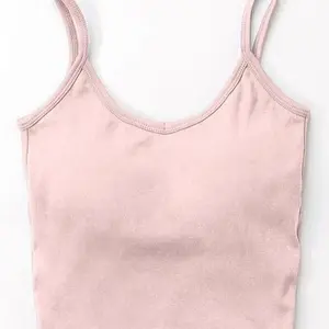 Brinley. Solid basic cropped cami with removable padding, white.