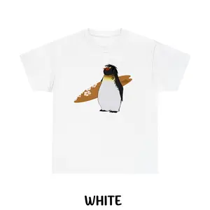 Surf’s Up Penguin T-Shirt, Funny Summer Beach Graphic Tee, Cute Surfboard Animal Shirt for Men and Women, Chill Cartoon Penguin Trendy Shirt For The Beach