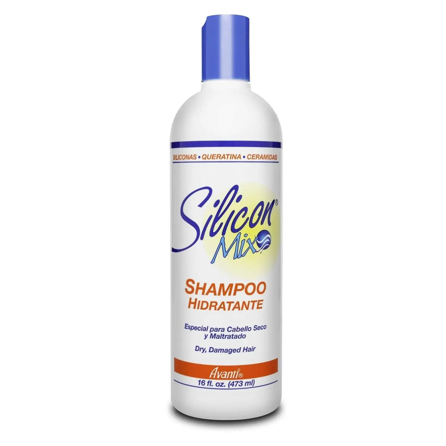 Avanti Silicon Mix Hair Shampoo 16oz for Dry Damaged Hair with Silicones Keratin & Ceramides to Soften Shine and Strengthen