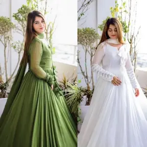 Designer Gown on Faux Georgette febric with Inner and Lace work and Dupatta