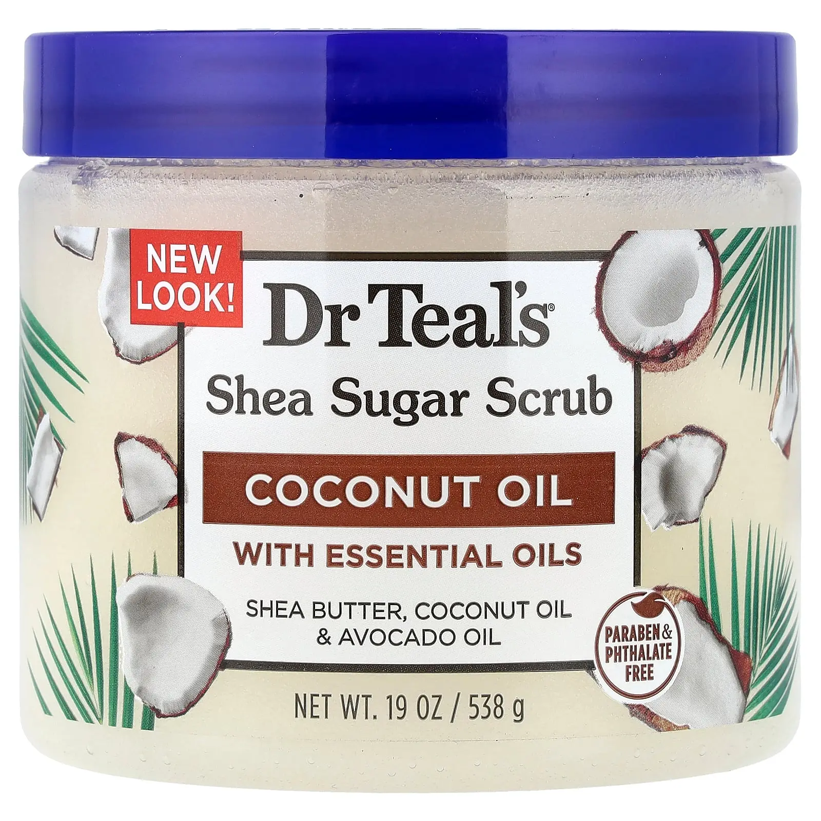 Dr. Teal's Shea Sugar Scrub, Coconut Oil with Essential Oils, 19 oz (538 g)