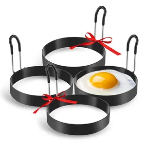 (Limited time deal) Eggs Rings, 4 Pack Stainless Steel Egg Cooking Rings, Pancake Mold for frying Eggs and Omelet Breakfast Kitchen (FASTEST SHIPPING)