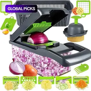 15-In-1 Multifunctional Vegetable Chopper, Durable Vegetable Slicer, Garlic Chopper, Onion and Potato Grater, Kitchen Shredder, Kitchen Accessories