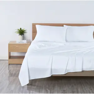 Microfiber Bed Sheet Set 4 Piece, Arctic White, Lightweight Breathable Wrinkle Resistant Bedding, Full Queen and King Sizes