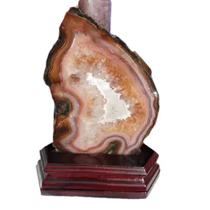 Natural Carnelian Agate Slab Display with Custom wood base