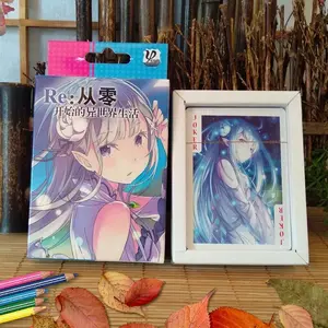 54pcs Cards Anime Poker Cards Re:Life in A Different World From Zero Cosplay Board Game Cards Hardcover Collection Gift Box