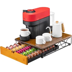 Vertuo Capsule Holder Drawer for With Elegant Wood Top (50 Pods)