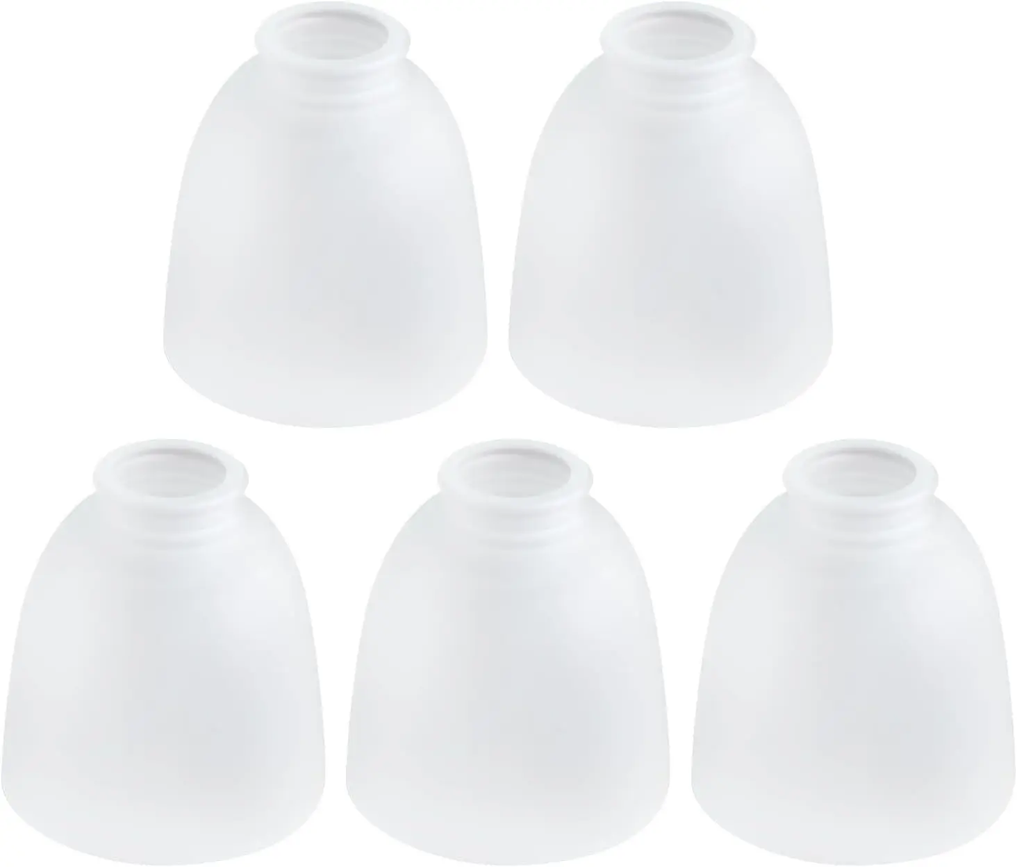 5 Pack White Frosted Glass Shade Replacements, Ceiling Fan Light Covers Glass Globes Lampshades for Chandelier, 4.92"High, 4.72"Diameter, 1.65 "Fitter, Bell Shaped Glass Shades for Vanity