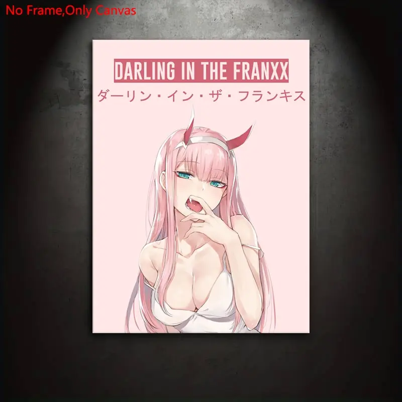 1 piece/set of frameless canvas print posters, classic two-dimensional art, Zero Two 002, Anime design, ideal gift for Japanese anime culture lovers, bedroom, living room, wall decor