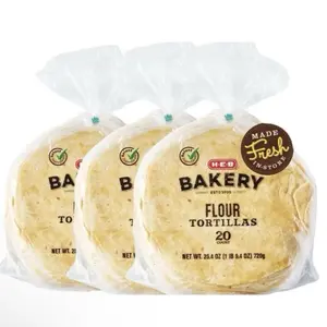 H-E-B Bakery Flour Tortillas 3 Pack 20 Count Each Bag Made Fresh In-Store Ideal for Tacos and Burritos Baking