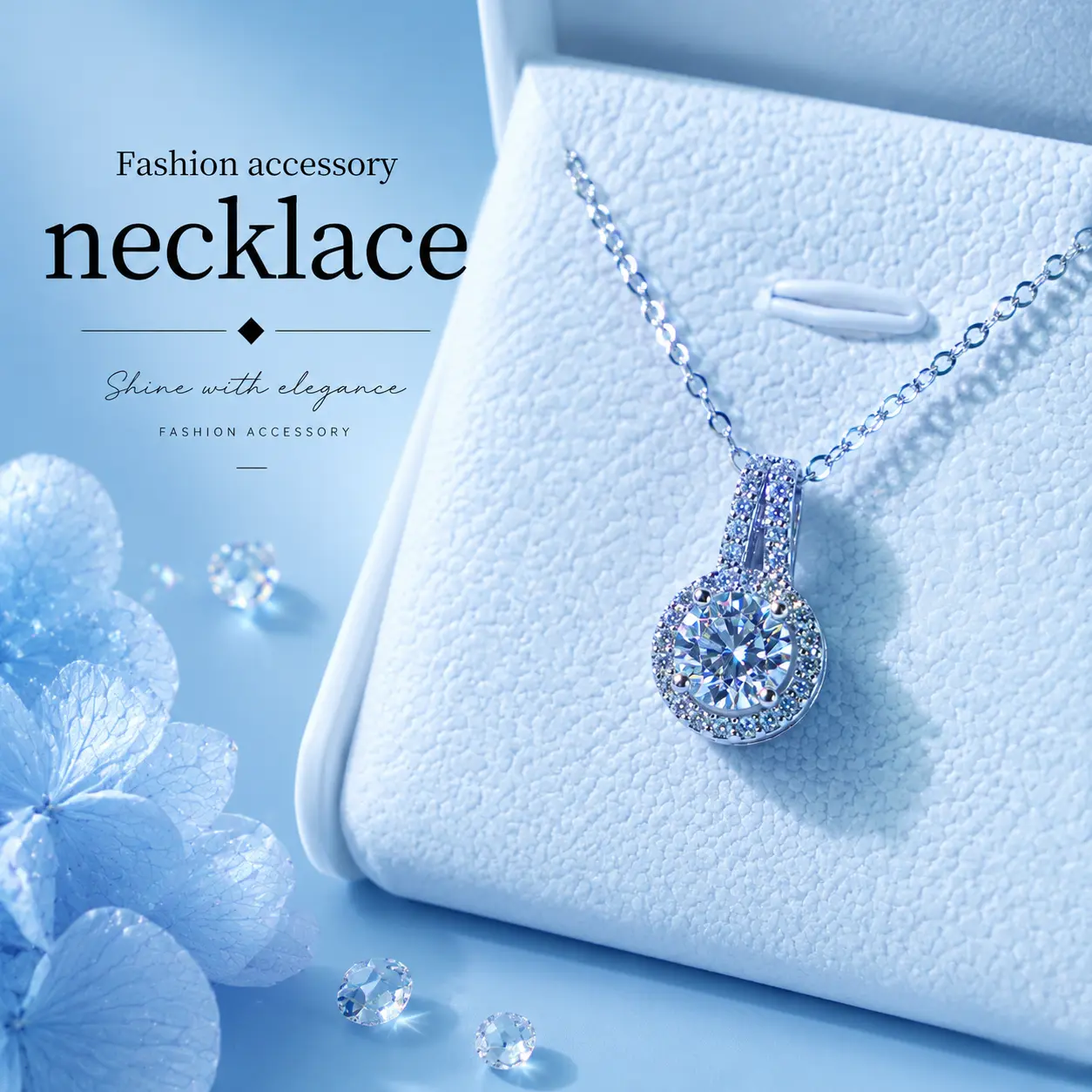Gold-Plated Pendant Necklace for Women, Cute Rabbit Ear Design with a 1 Carat Custom Round Cut Cultivated Diamond Stone, Custom Cut, One Carat