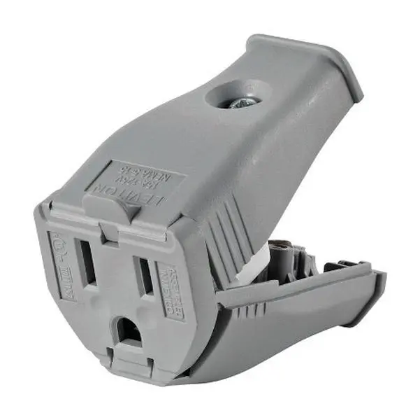 Leviton 3W102-0GY 2-Pole Socket, 3-Wire Grounding Wall Safety Outlet Sockets, Gray, Safety Outlets Sockets