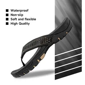 Hobibear Mens Casual Thong Sandals  Indoor and Outdoor Beach  Comfort Flip Flop Black Thick Bottom Slippers Walking Shoes Footwear Boy