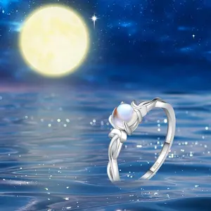 Presentski Moonstone Infinity Ring Women's 925 Sterling Silver Rainbow Moonstone Infinity Round Solitaire Engagement Promise Moon Rings for Girls Wife Girlfriend Mother, Sterling silver, Cubic Zirconia