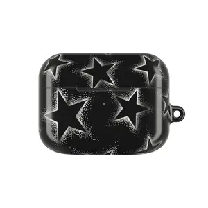 Metallic Chrome Stars AirPod Case - Aesthetic Y2K Cyberpunk Cover for AirPods 1 2 3 4 Pro 1 2 3 - Trendy Silver Star Tech Accessory