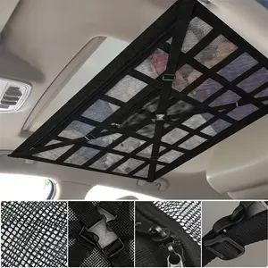 Adjustable Double Layer Car Roof Storage Net with Zipper, Polyester Fabric, Functional Automotive Accessory and Ceiling Organizer, Car Accessories, Universal Car Accessories