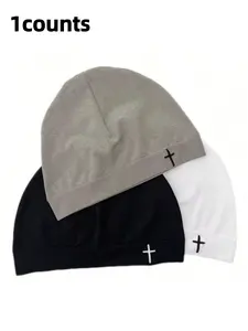 New Cross Stitch Embroidery Baker Boy Hat, Adjustable High-Quality Elastic Design, Unisex Casual Style, Perfect Travel Companion