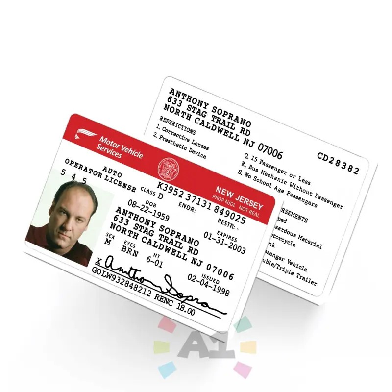 Sopranos Tony ID Driver License Custom Printed Card TV Show Prop Fun Gag Gift