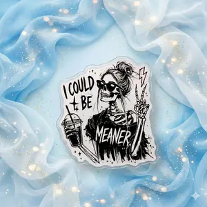 Sassy Skeleton Quote Phone Grip – Aesthetic 'I Could Be Meaner', Trendy Edgy Art Phone Holder, Collapsible Smartphone Accessory, Unique Moody Gift for Her