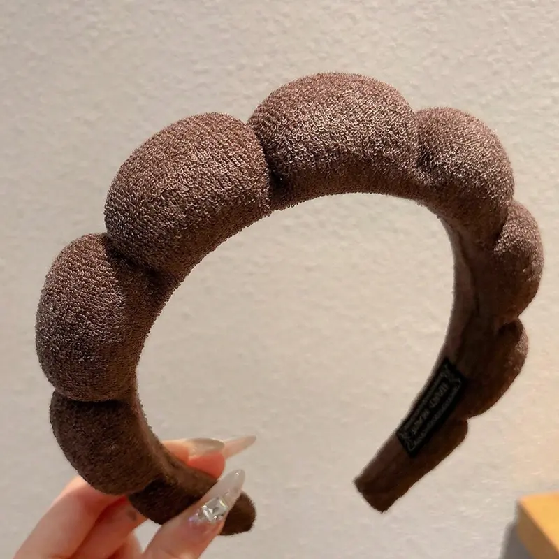 Women's Fashion Coffee Color Cloud Twist High Crown Headband, Chic Headbands, Keeps Hair in Place for Face Washing and Makeup, Daily Home Hair Accessory, Hairbands