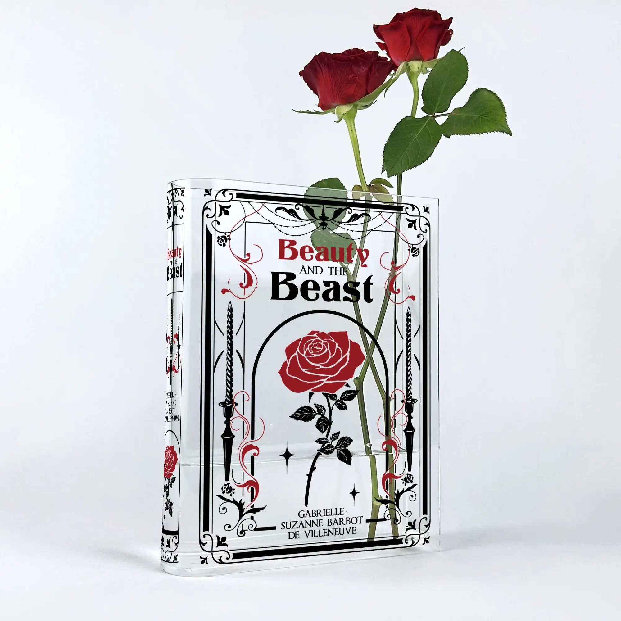 Beauty and the Beast Book Vase, Acrylic Flower Vase for Book Lovers, Fairy Tale Inspired Home Decor, Literary Gift for Readers, Bookshelf Decoration, Bookish Room Aesthetic