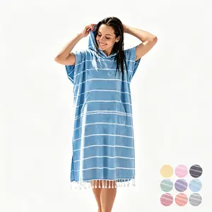 Hooded Beach Towel Poncho, Quick Dry Wearable Towel with Pocket and Tassels, Soft Absorbent Changing Robe for Beach, Pool, Surfing, Camping, Travel