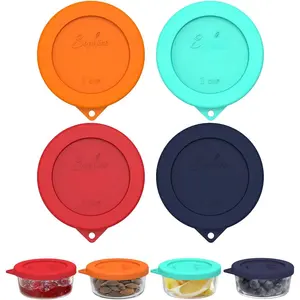 1 Cup Round  Storage Cover  Replacement for Anchor Hocking and Pyrex 7202-PC Glass Bowls (Container not Included) (Mix - 4 pack)