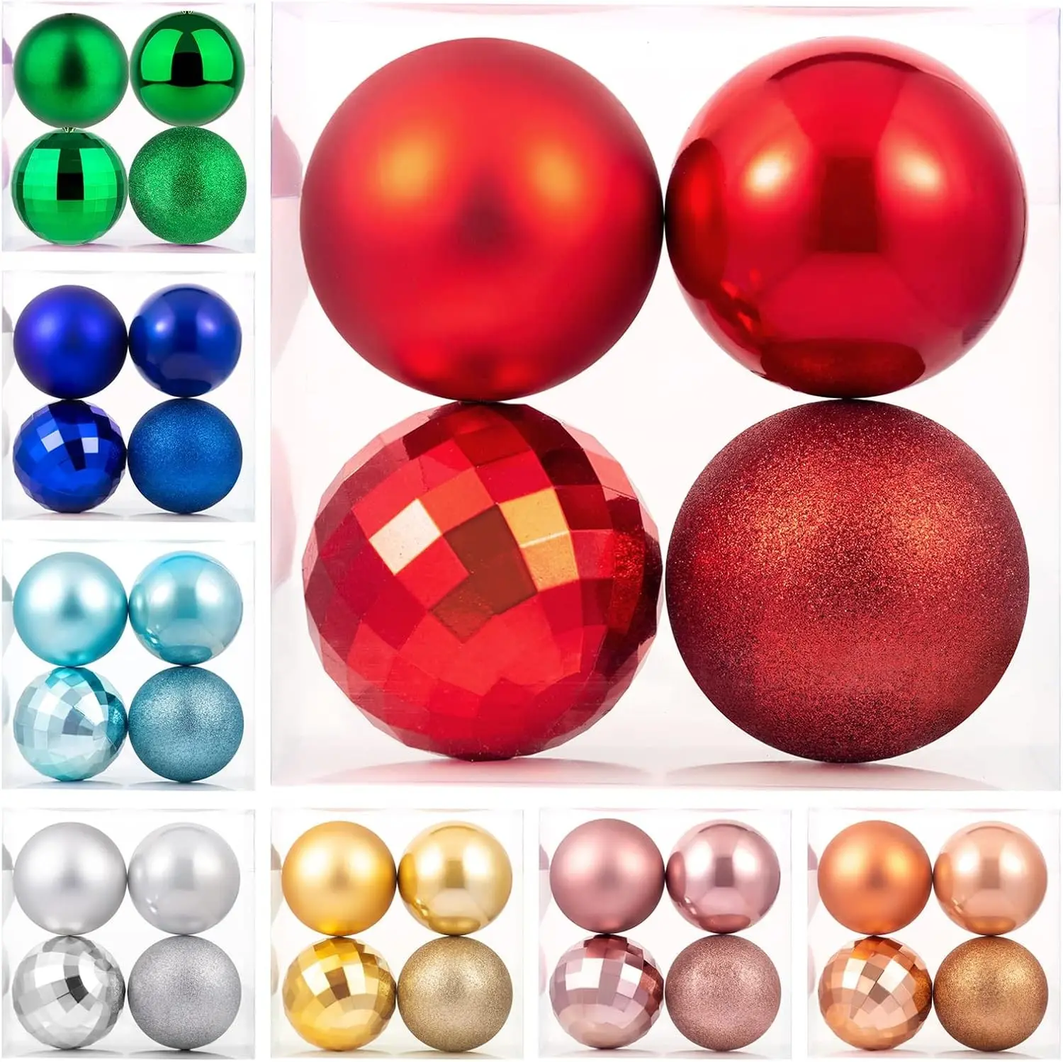4in Giant Shatterproof Christmas Ball Ornaments, 4-Piece Hanging Decorative Balls for Holiday Party Tree Decor (Red), Holiday Decor, Four Pieces